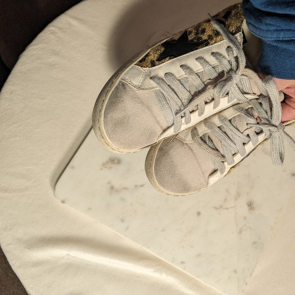 Sarabasic Collection Leopard Pony Fur White Suede Black Star Sneaker Euro 38 - Picture 15 of 15